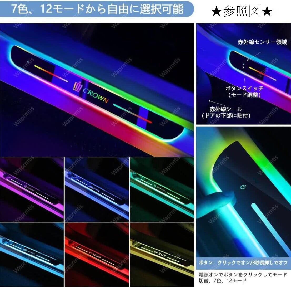 新作 レヴォーグ 7色 LED流れる発光 アクリル制 自動(dòng)変色 USB充電 マグネット 赤外線(xiàn)センサー自動(dòng)スイッチで自動(dòng)點(diǎn)燈消燈 自動(dòng)車(chē)改裝