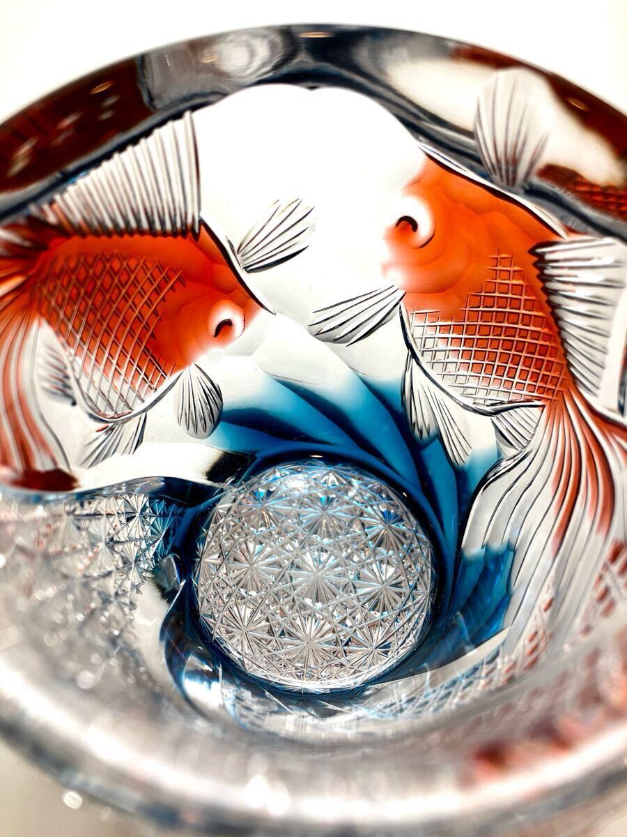 江戸切子 但野英芳作 『一対の金魚』 酒器ミニロック 宙吹き 2 江戸切子 但野英芳作 『一対の金魚』 酒器ミニロック 宙吹き 2