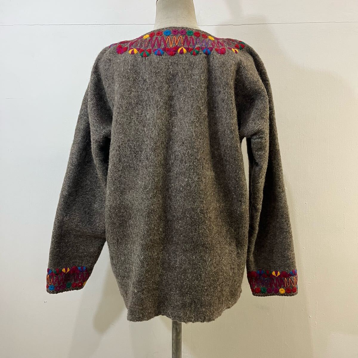 oaxaca メキシコ製 メキシカンジャケット 刺繍ジャケット ウールジャケット ブルゾン コート ノーカラー オアハカ【送料一律/同梱可能】R_画像5