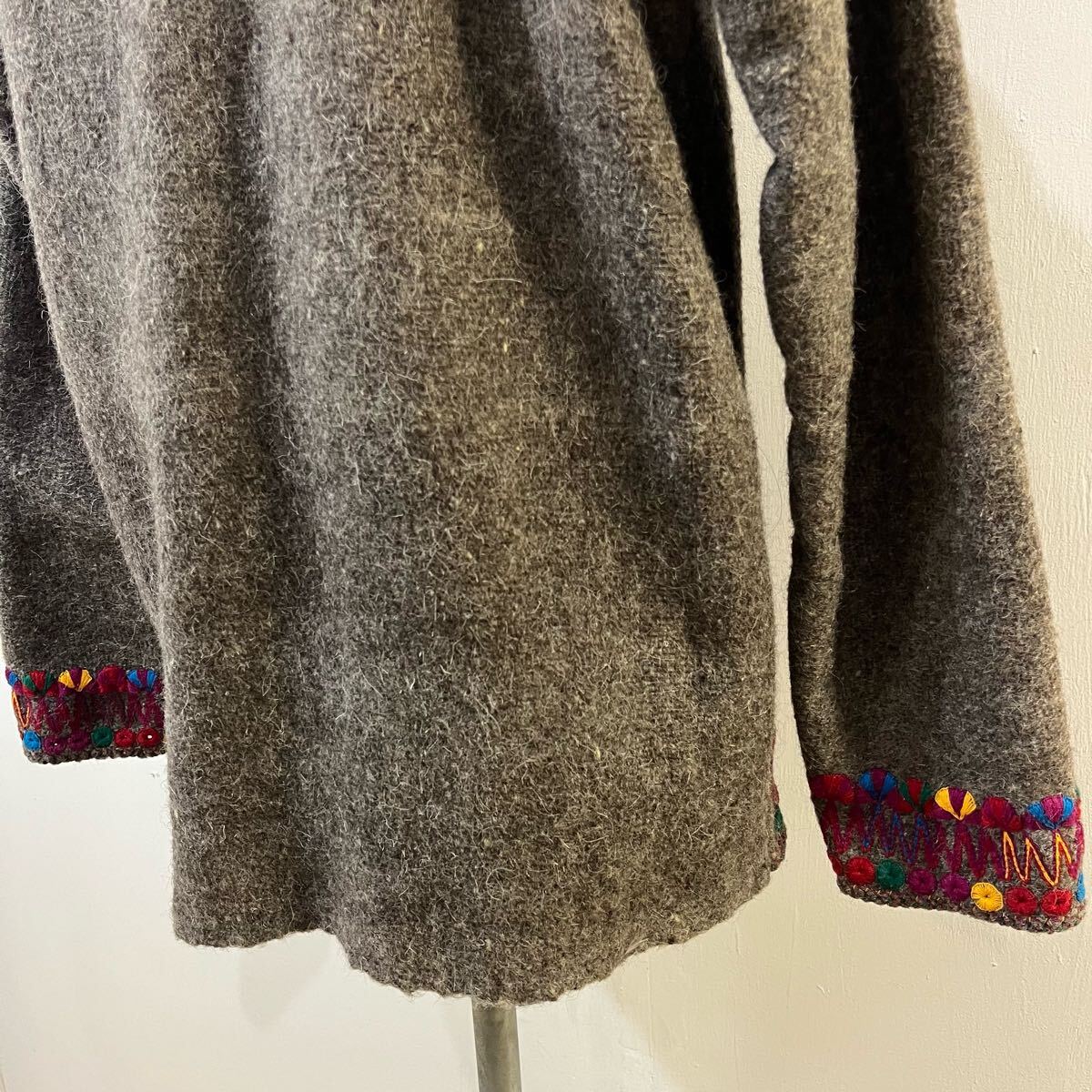 oaxaca メキシコ製 メキシカンジャケット 刺繍ジャケット ウールジャケット ブルゾン コート ノーカラー オアハカ【送料一律/同梱可能】R_画像7