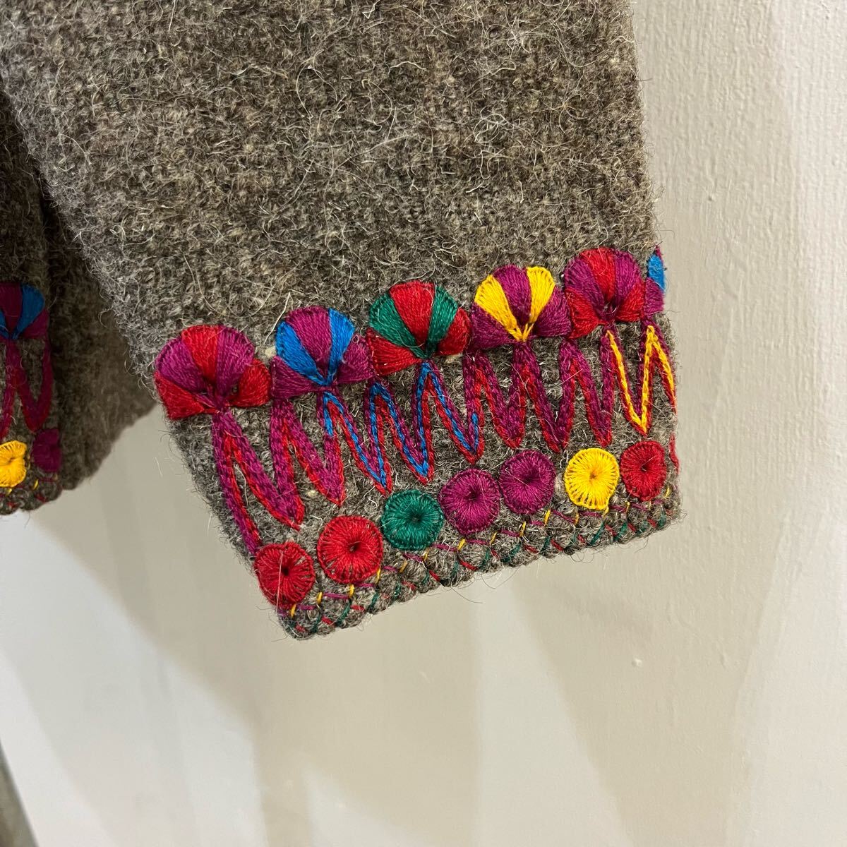 oaxaca メキシコ製 メキシカンジャケット 刺繍ジャケット ウールジャケット ブルゾン コート ノーカラー オアハカ【送料一律/同梱可能】R_画像8