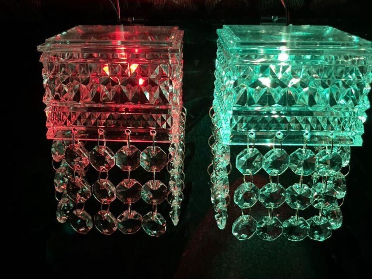 シャンデリア ガラスビーズ LED 2個セット 12V 24V オレンジ/白