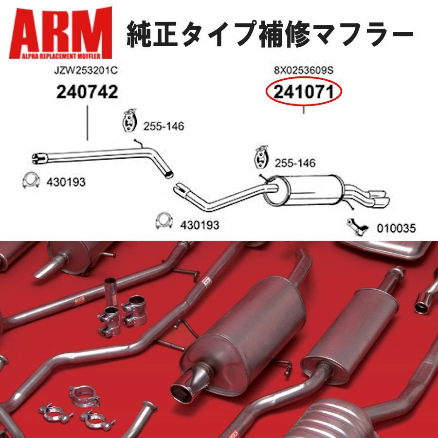 ARM 純正タイプ リアマフラー AUDI A1 8X 3ドア スポーツバック 5ドア 8XCAX アウディ 修理 補(bǔ)修 241071
