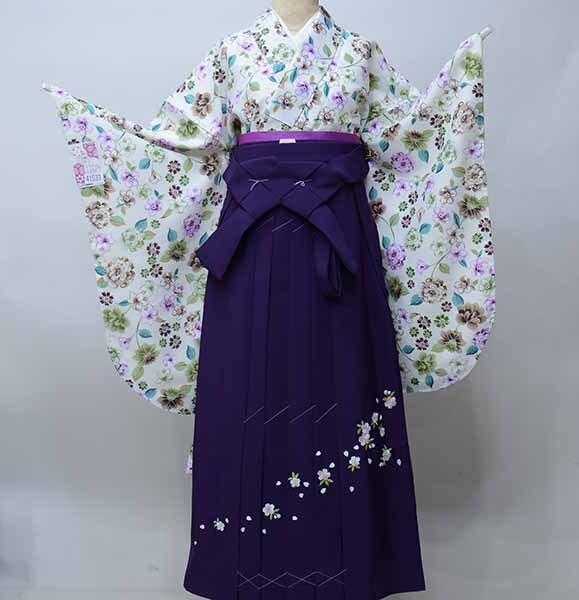  2 сяку рукав кимоно hakama полный комплект Junior для . исправление 135cm~150cm мелкий рисунок рисунок мир . день слоновая кость цвет hakama модификация возможность церемония окончания новый товар ( АО ) дешево рисовое поле магазин NO41533-02