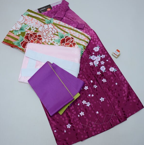  кимоно hakama комплект Junior для . исправление женщина . зеленый чай цвет пепел L H*L согласовано рост 135~143cm новый товар ( АО ) дешево рисовое поле магазин NO25382-02 NO39939