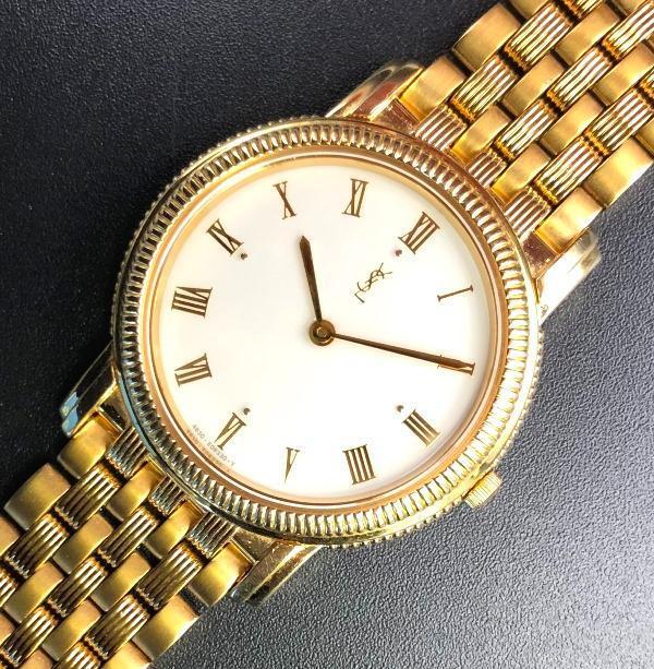 ◆◆時計◆◆『WH-4656』★YvesSaintLaurent(イヴサンローラン)★4625-E67790★ゴールドラウンド ブレス・ローマ★稼働品(電池交換済)★_画像1