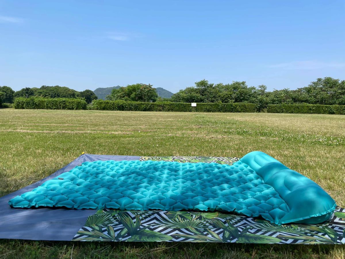 двойной надувное спальное место * воздух ввод супер простой * ножная насос тип * мобильный удобный супер-легкий подушка имеется воздушный коврик бирюзовый голубой