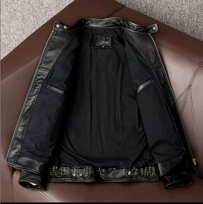 ☆新品牛革 レザージャケット カウハイド 革ジャン 本革 シングルライダース バイクレザー メンズファッション アメカジ 機関車 S～6XL