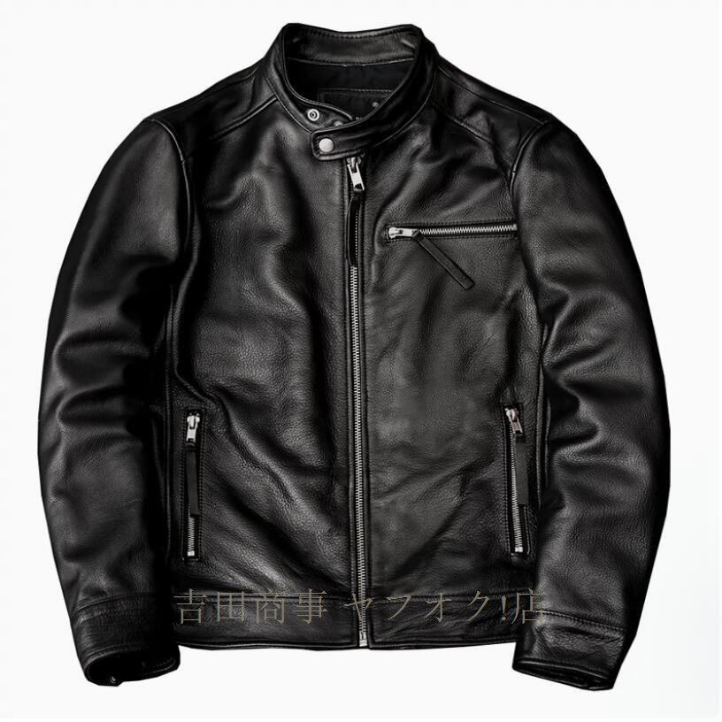 ☆新品牛革 レザージャケット カウハイド 革ジャン 本革 シングルライダース バイクレザー メンズファッション アメカジ 機関車 S～6XL