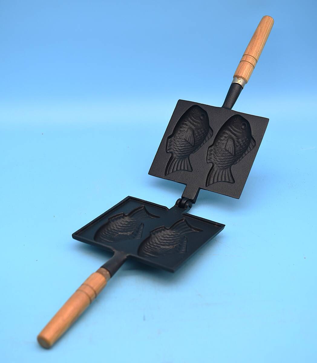 QY3-128【未使用品】直火用 たい焼き器 2匹分 2丁焼き 焼き型 焼 QY3-128【未使用品】直火用 たい焼き器 2匹分 2丁焼き 焼き型 焼