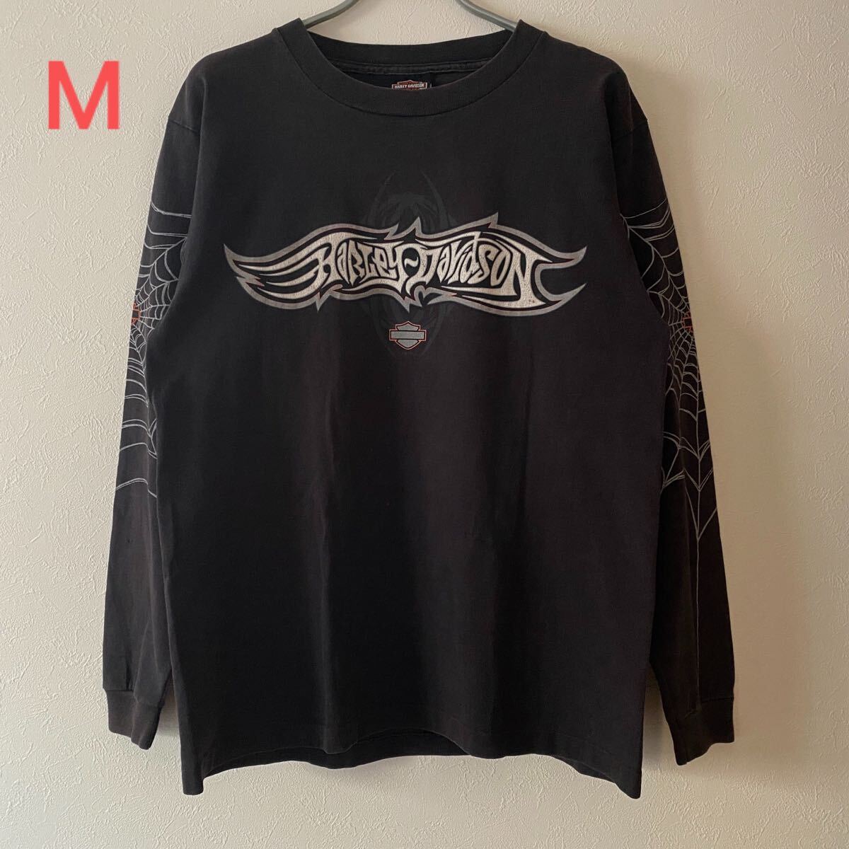 古着 00s Harley Davidson Spiderweb LS Tee M Black ハーレー 古着 00s Harley Davidson Spiderweb LS Tee M Black ハーレー