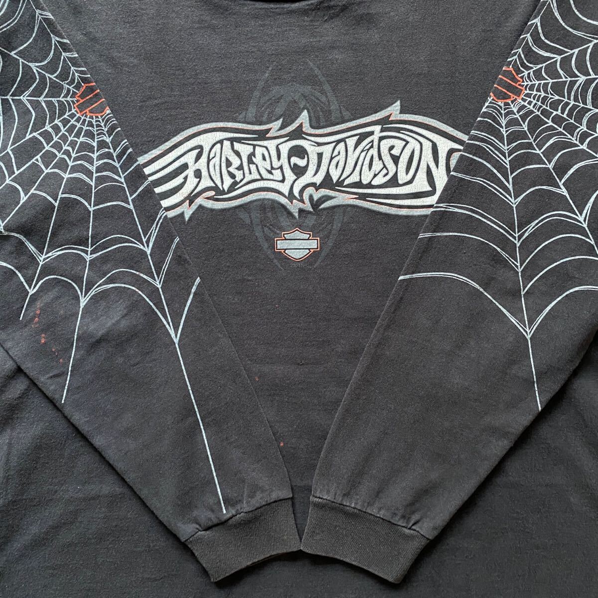 古着 00s Harley Davidson Spiderweb LS Tee M Black ハーレー 古着 00s Harley Davidson Spiderweb LS Tee M Black ハーレー