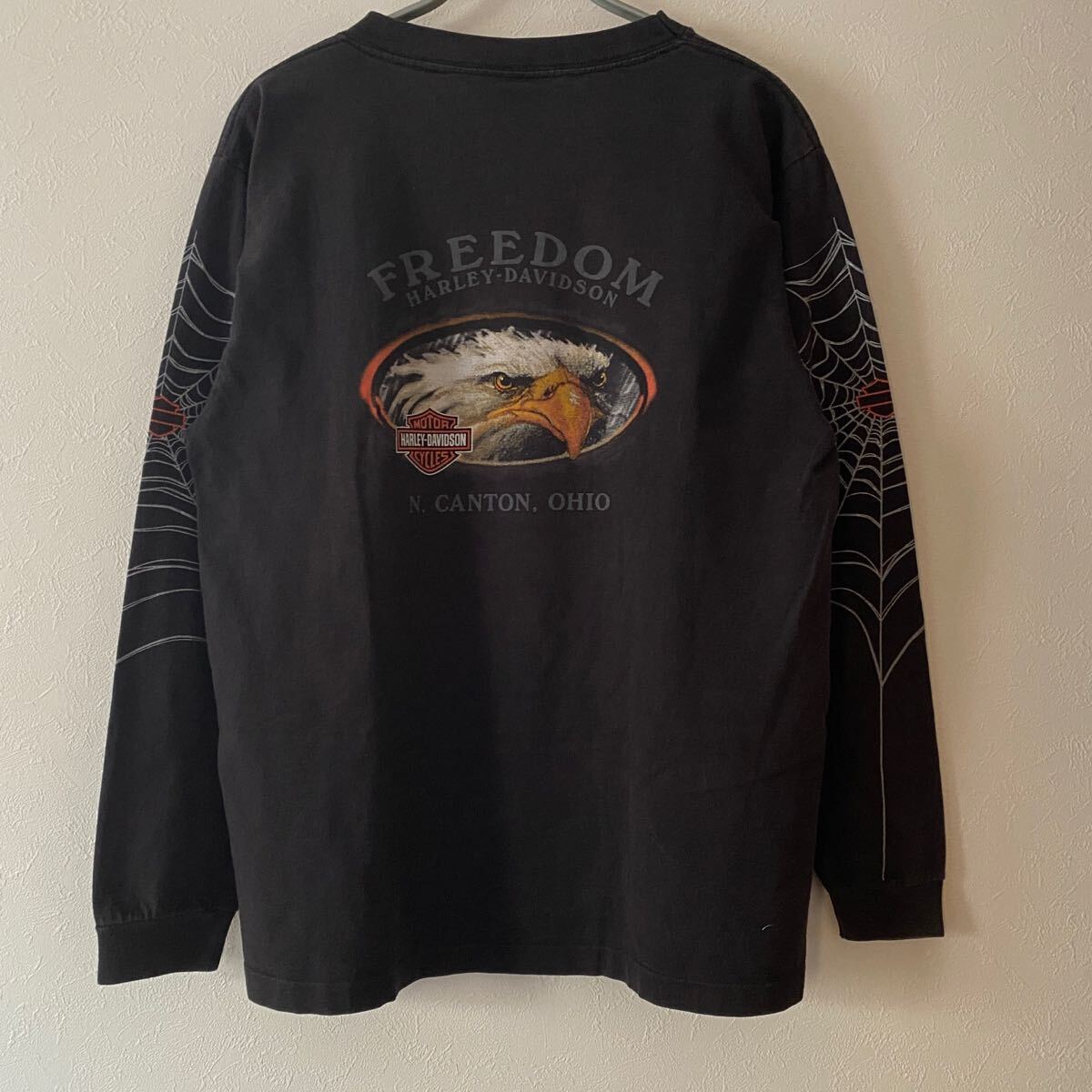 古着 00s Harley Davidson Spiderweb LS Tee M Black ハーレー 古着 00s Harley Davidson Spiderweb LS Tee M Black ハーレー
