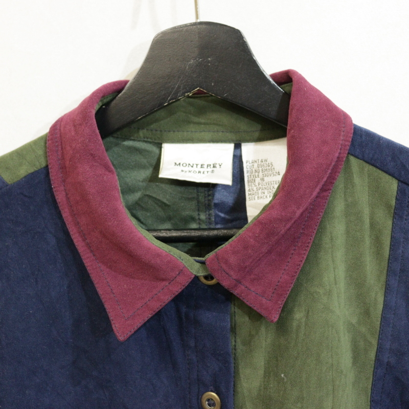 f353 2000年代製 KORET 長袖シャツ■00s 表記16サイズ レディース フェイクスウェード マルチカラー アメカジ ストリート 古着 激安 希少_画像4