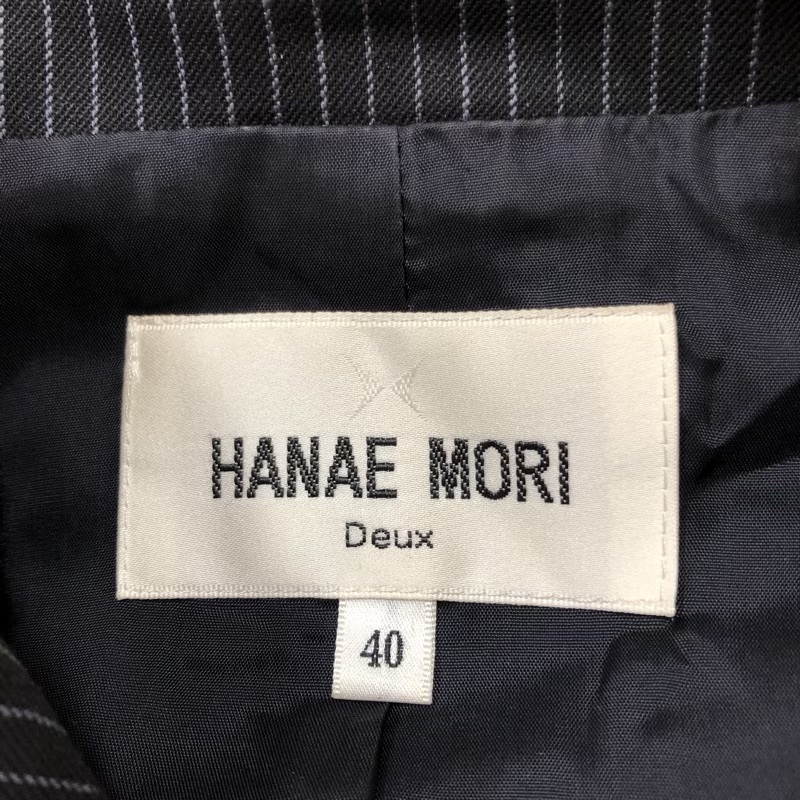 ハナエモリ HANAE MORI セットアップ スーツ ジャケット パンツ ストライプ ブラントボタン 黒 40サイズ 936418