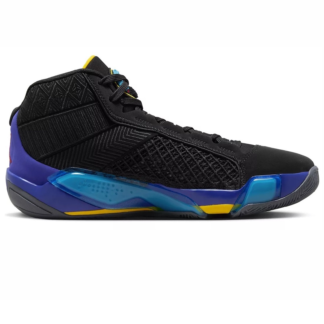 ☆NIKE AIR JORDAN XXXVIII PF AQUA 黒/青紫/黄 28.5cm エア ジョーダン 38 パフォーマンスフィット AIR JORDAN 38 アクア DZ3355-001_画像2