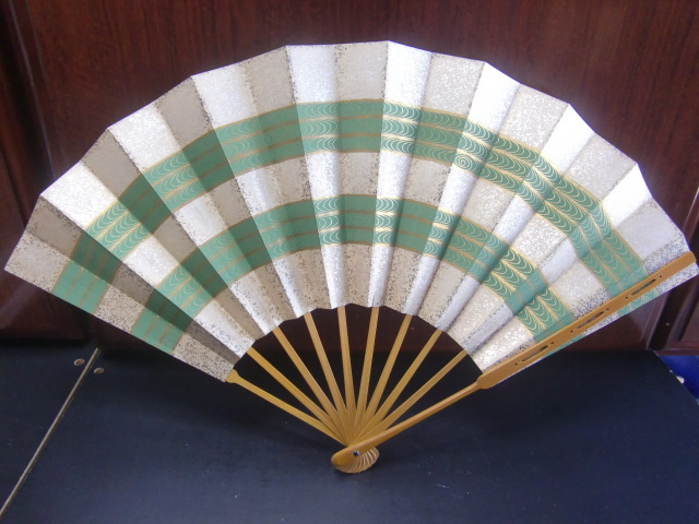 扇　　十松屋福井　　緑観世　　中古品　　SX08-80HY
