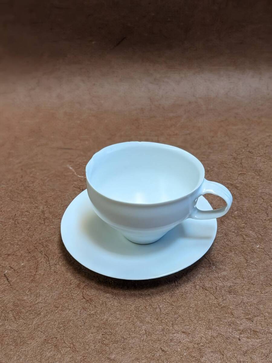 黒田泰三作 4セットカップ&ソーサー 希少 黒田泰蔵 白磁 デミタスカップ＆