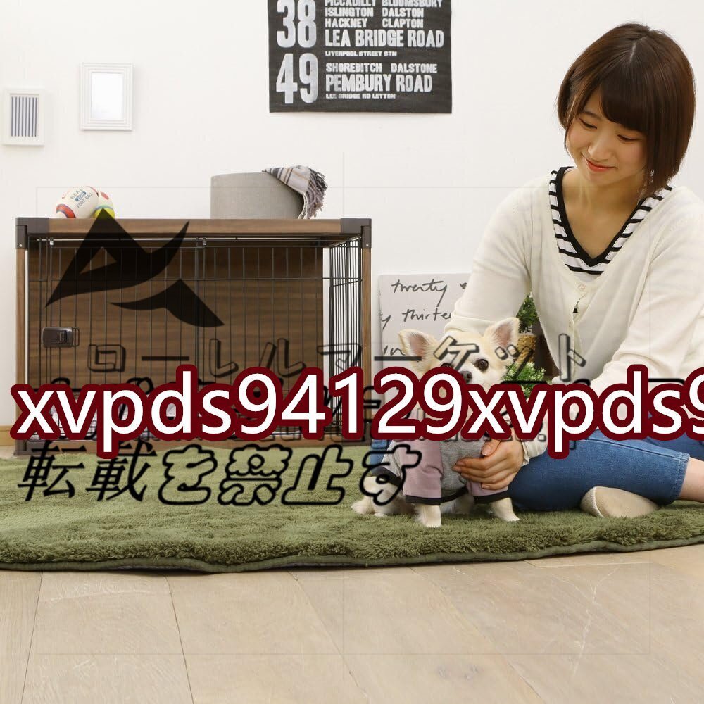アイリスオーヤマ 犬 サークル ウッディサークル インテリア グレー 小型犬用 幅97.5×奧行66.5×高さ63.5cm 色: ブラウン