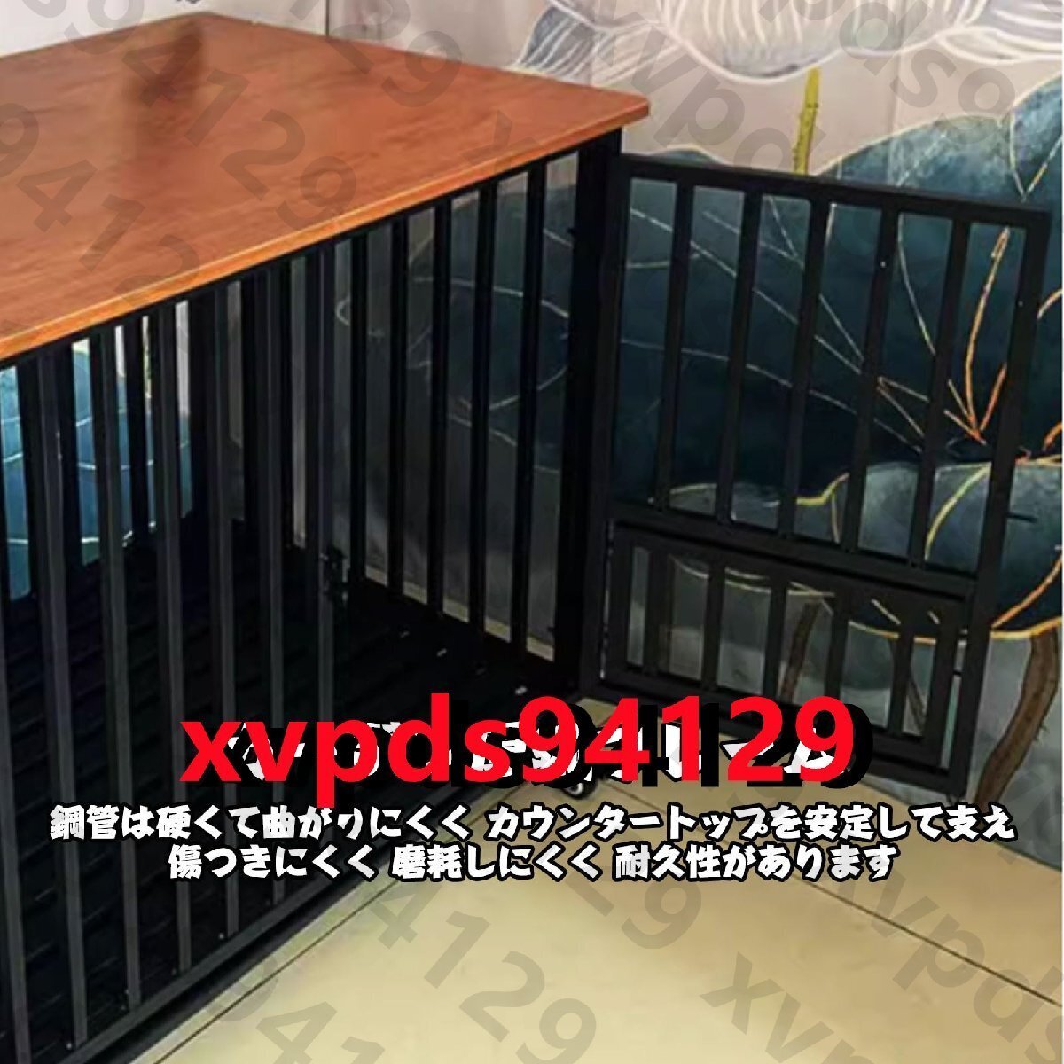 犬用ゲージ ペットケージ トップ付き犬貓用 木制 角チューブ1.5cm 丸みを帯びたコーナー(120X95X91CM)