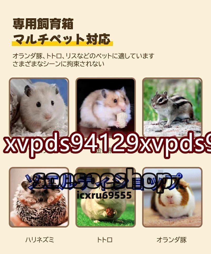 新品 ハムスター ケージ 飼育ケージ 給餌ケージ 大きめ モルモット リス ペット 小動物 透明 通気 脫出防止 木制フレーム 80*40*38cm