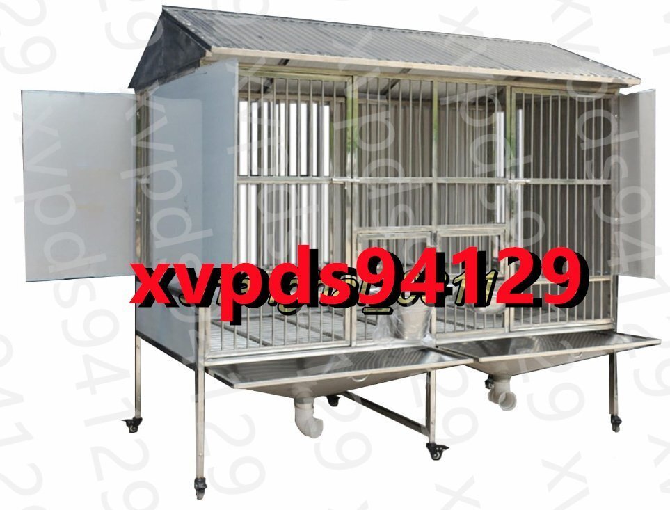 ステンレススチール制 犬用 ケージ 屋外防雨 トレイ ユニバーサルホイール 斷熱 トイレ 中型犬用 耐荷重500kg 110*75*158cm U443