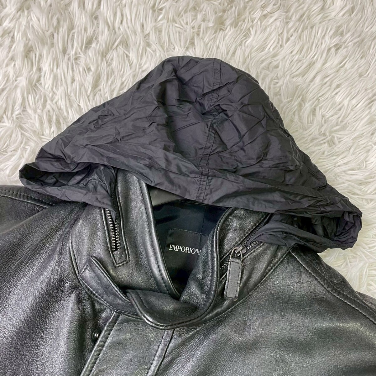 美品/2XL】エンポリオアルマーニ EMPORIO ARMANI レザー 美品/2XL】エンポリオアルマーニ EMPORIO ARMANI レザー