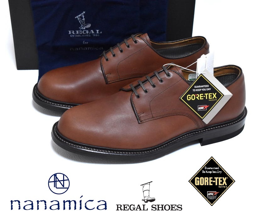 【送料無(wú)料】新品 nanamica × REGAL GORE-TEX プレーン トゥ シューズ 24cm SUAF150 ブラウン ナナミカ リーガル ゴアテックス