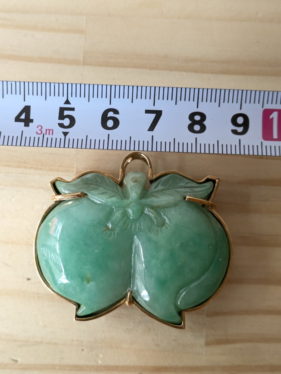 □n【K18 翡翠 帯留め 中古品 】44.2㌘ ヒスイ 和装小物 着物 □n【K18 翡翠 帯留め 中古品 】44.2㌘ ヒスイ 和装小物 着物