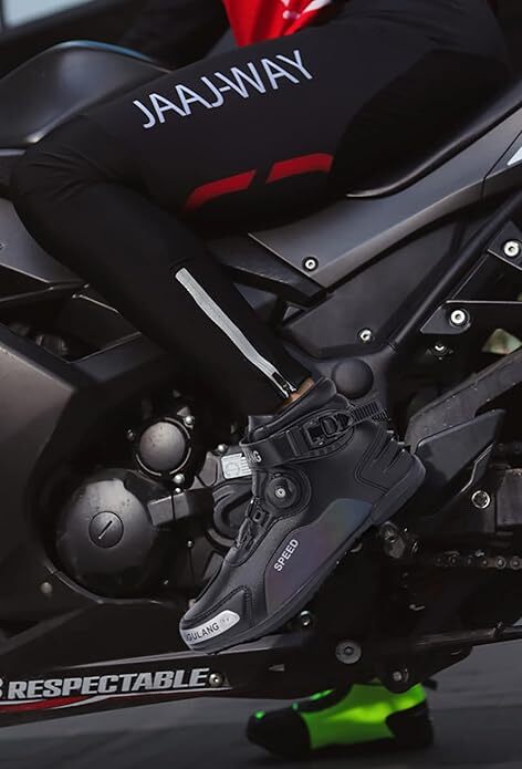 バイクシューズ メンズ用オートバイ保護(hù)ブーツ ライダーブーツ オフロードブーツ レーシングブーツ耐沖撃 耐摩擦 ブラック サイズ：26cm