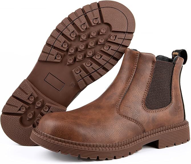 安全靴 ハイカット 防水 作業靴 メンズ 鋼先芯 ブーツ おしゃれ あんぜん靴 耐滑 溶接 ブラウン サイズ：28cm_画像1