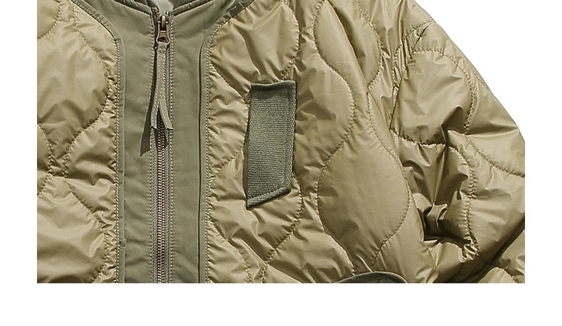 キルティング 中綿フライトジャケット 羽織 ビッグポケット 軽い メンズ 防寒 グリーン サイズ:M_画像6