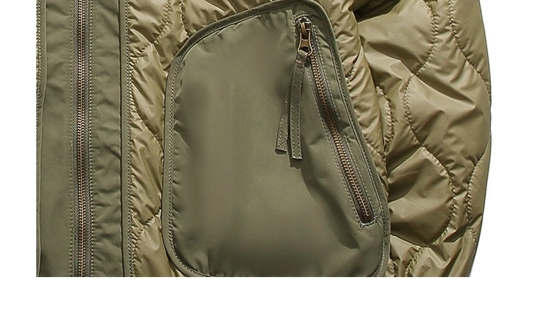 キルティング 中綿フライトジャケット 羽織 ビッグポケット 軽い メンズ 防寒 グリーン サイズ:M_画像7