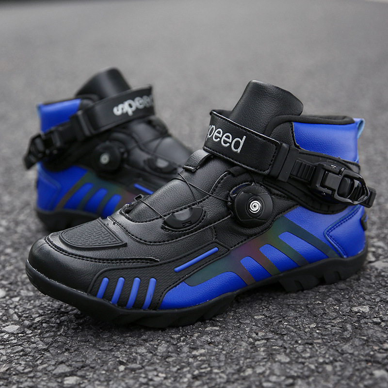 バイク用ブーツ コンバットブーツ ライディングブーツ ライダーブーツ 強(qiáng)化防衛(wèi)性 レーシングブーツ バイク用靴 ブルー サイズ：28cm