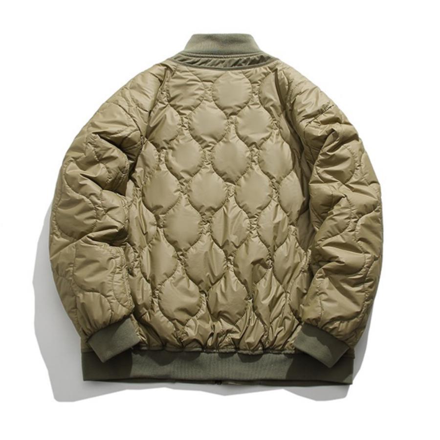 キルティング 中綿フライトジャケット 羽織 ビッグポケット 軽い メンズ 防寒 グリーン サイズ:M_画像2