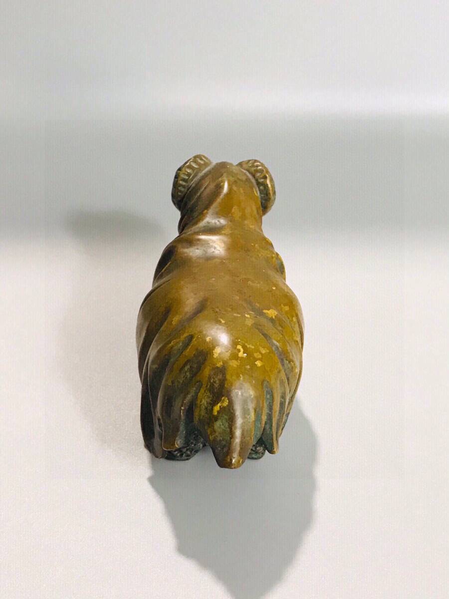 11108 人間国宝 中国骨董 銅製品 【金銅のお金羊の置物】 中国古