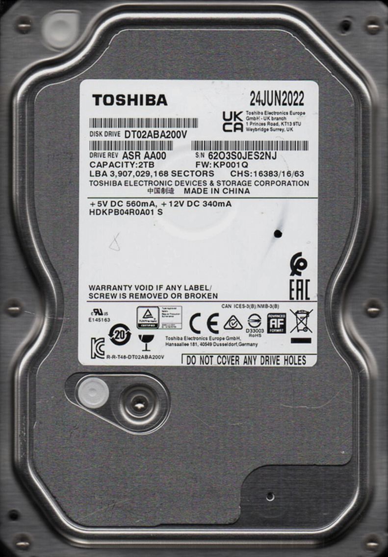 TOSHIBA DT02ABA200V 2TB SATA 5400rpm 24JUN2022 3