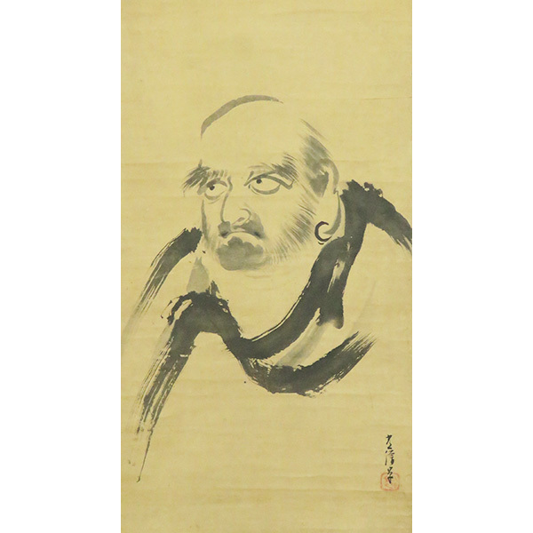 B-5157【真作】百拙元養賛 狩野岑信画 肉筆紙本 達磨画賛 掛軸/黄檗宗 京都法蔵寺 狩野派 御用絵師 浜町狩野家の祖 書画_画像6