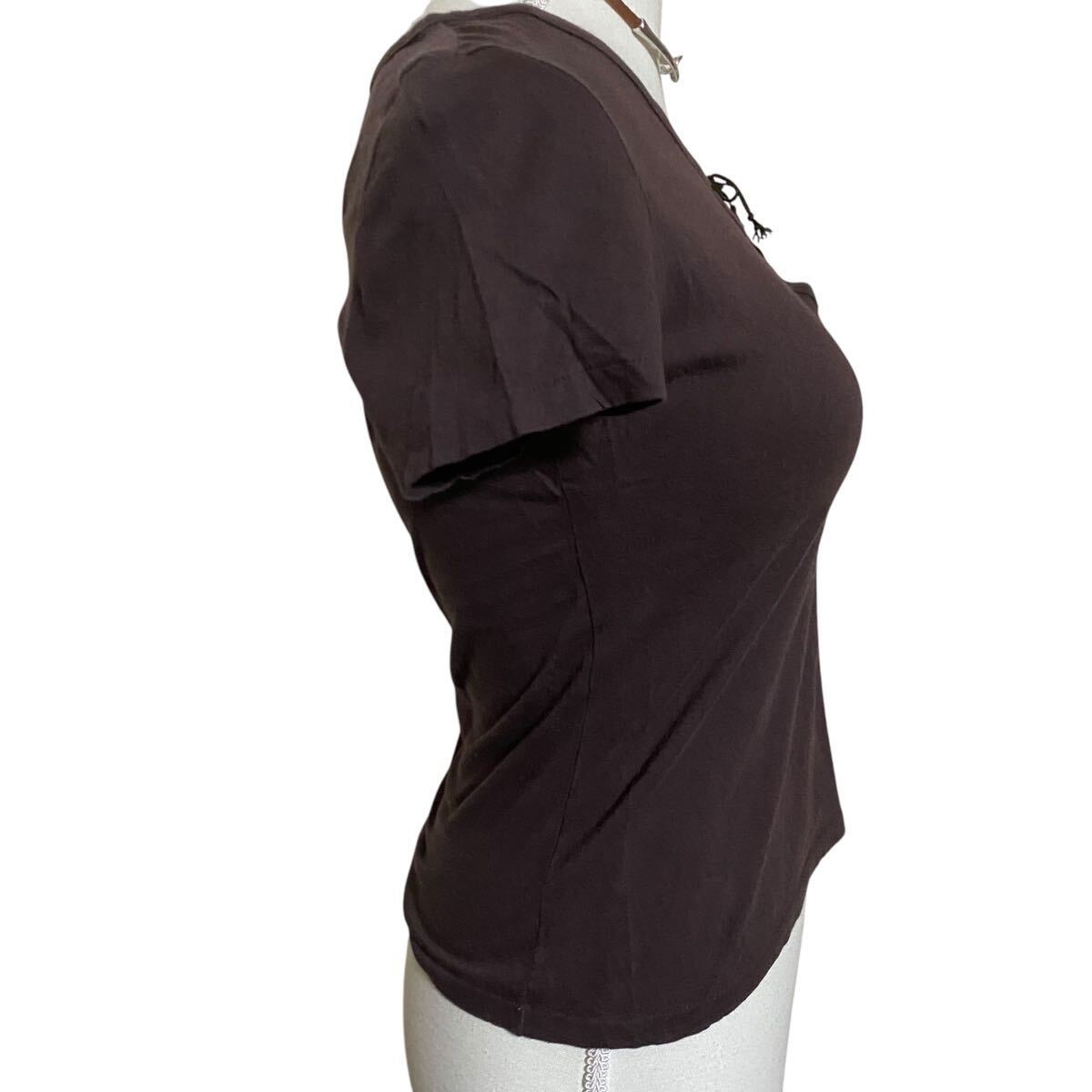 ヒューマンウーマン　編み上げ　コットン　Tシャツ　カットソー　トップス HUMAN WOMAN 2、M、9號(hào)
