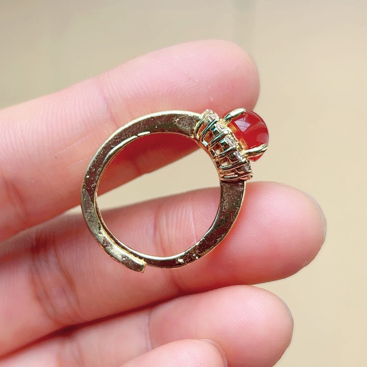 訳あり?赤瑪瑙?レッドメノウ?指輪?リング?アゲート?メノウ?天然石?パワーストーン?巾著袋つき?プレゼントにもR31354