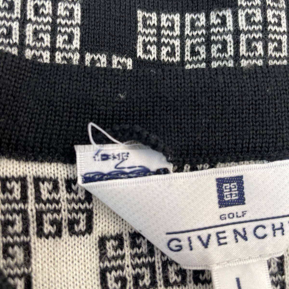 【GIVENCHY GOLF ゴルフウェア Lサイズ 黒 白 ニットカーディガン 総柄 貝?ボタン】ジバンシィ セーター レディーストップス #0646-001R6