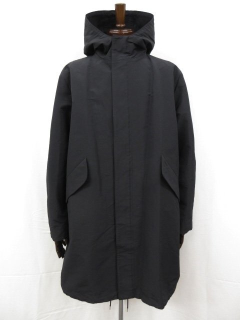極美品【ディオールオム】033C313I4875 バックロゴ刺繍 テクニカルコットンキャンバス フード付モッズコート(メンズ)50 黒 伊制?17MW3751