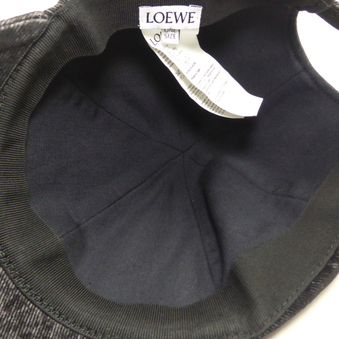 ロエベ （LOEWE） パッチ キャップ フロックデニム カーフパッチ キャップ 帽子 K820358X27 ブラック（新品同様）中古