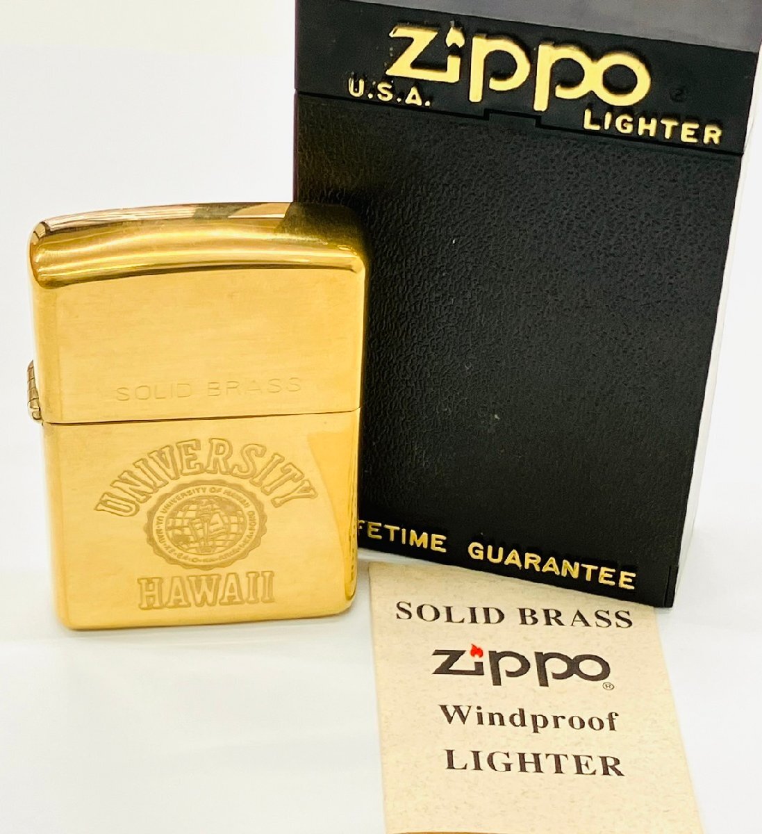ZIPPO ジッポー SOLID BRASS UNIVERSITY HAWAII ゴールド オイル