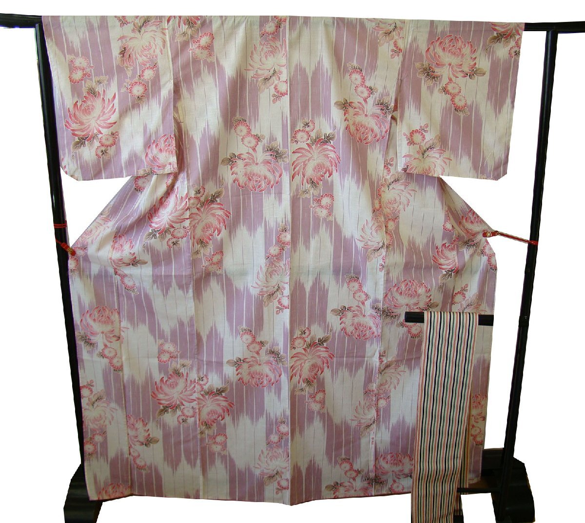 時代屋 夏物 美品 裄66.3ｃｍ 浴衣・四寸帯 セット 155cm～163cm Ys259_画像1