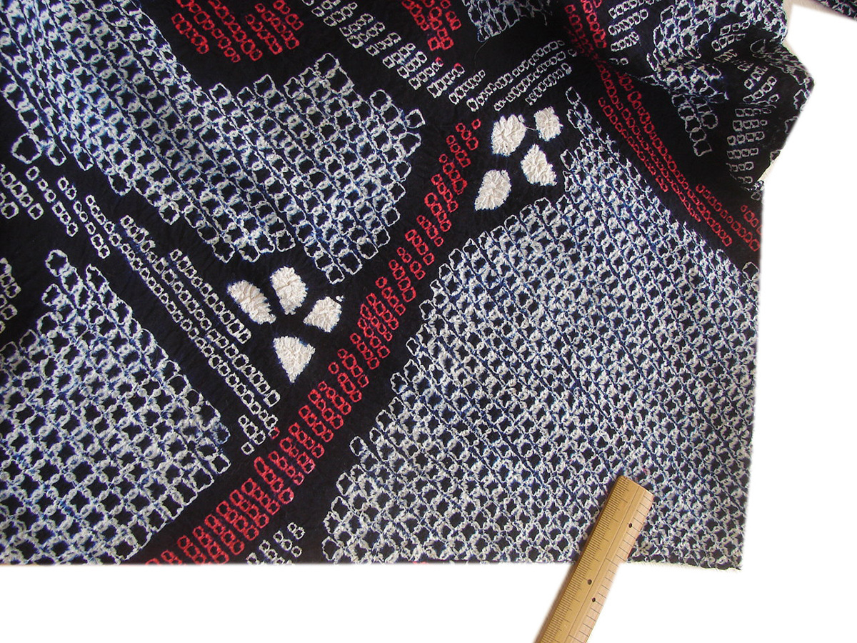 時代屋 美品 夏物 裄62.9ｃｍ Ｓ寸 総絞り 浴衣・博多 小袋 四寸帯 ２点 セット 仕立上り 146cm～153cm Ys121_画像3