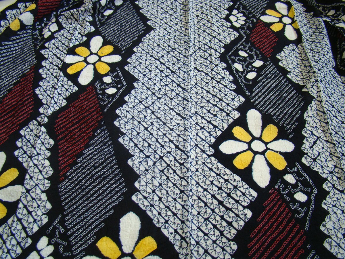 時代屋 美品 裄63.6cm S寸 お洒落 鳴海 総絞り 浴衣・ 四寸帯 セット 147cm～153cm Ys345_画像4