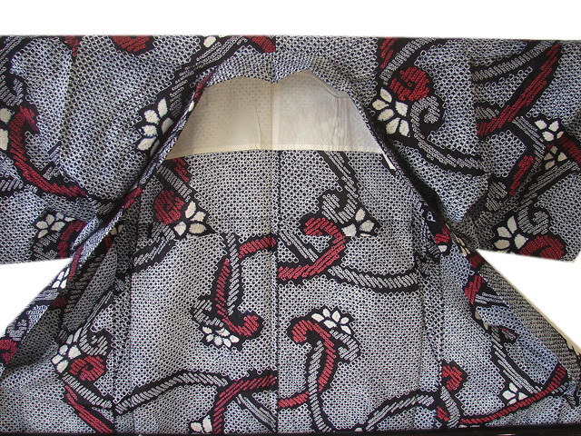 時代屋 美品 夏物 裄62.9ｃｍ Ｓ寸 総絞り 浴衣・博多 小袋 四寸帯 ２点 セット 仕立上り 146cm～153cm Ys121_画像4