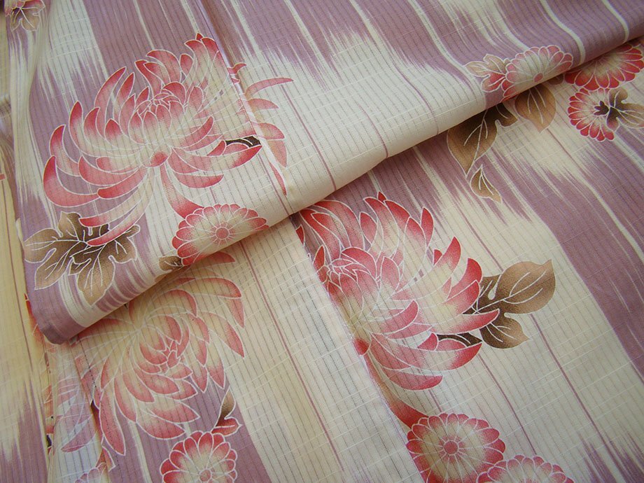 時代屋 夏物 美品 裄66.3ｃｍ 浴衣・四寸帯 セット 155cm～163cm Ys259_画像6