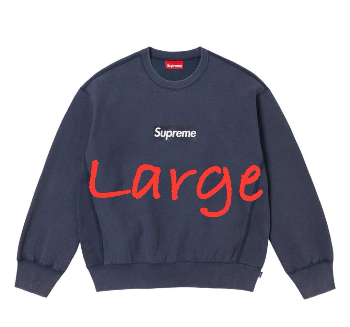 トップス Supreme Washed Box Logo Crewneck Navy XL Supreme Washed Box Logo Crewneck Navy L